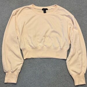 Forever 21 Light Cream Cropped Sweatshirt